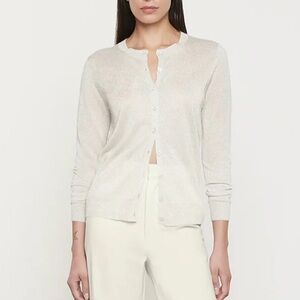 Enza Costa lame cardigan in champagne
